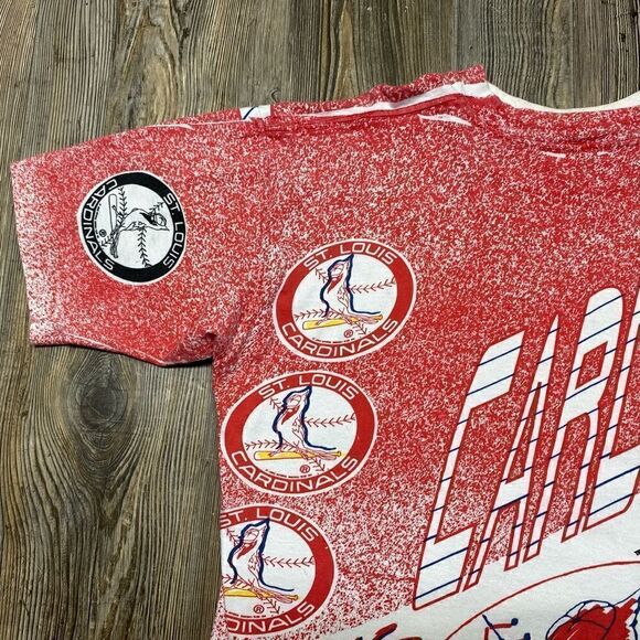 AOP MLB St. Louis Cardinals Baseball All Over Print Vintage T-Shirt Size XL 90’s - Picture 3 of 13